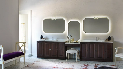 Mobile Bagno da appoggio in frassino corvino con piano in marmo ACANTHIS AC19 di Compab