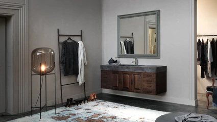Mobile da Bagno sospeso in frassino corvino e top con vasca integrata in gres ACANTHIS AC20 di Compab
