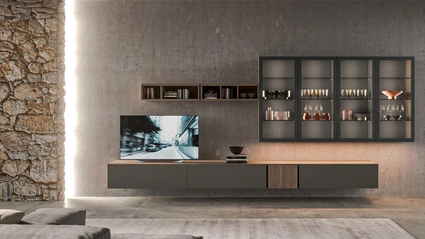 Parete Attrezzata sospesa Living T01 di Gentili Cucine