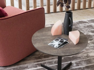 Tavolino rotondo Tweet in laminato finitura pietra di Le Comfort
