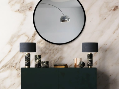 Specchiera Tonda Nera con cornice in metallo di Pintdecor