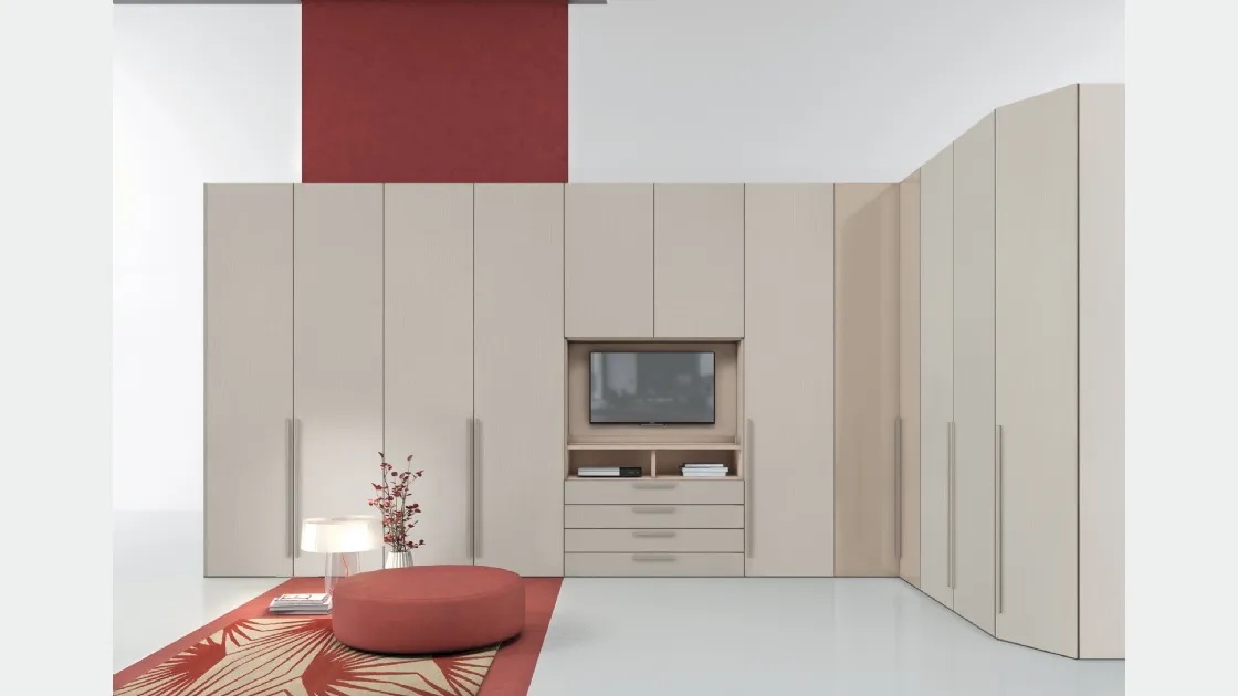 Armadio angolare con ante battenti Golf One con Porta Tv W107 di Colombini Casa