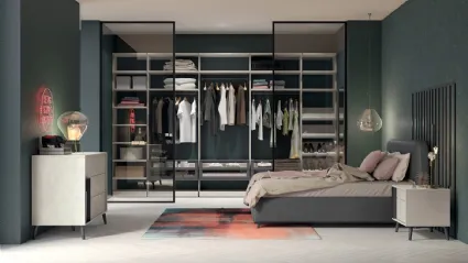 Cabina Armadio Golf M206 in melaminico con ante scorrevoli in vetro di Colombini Casa
