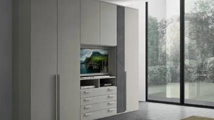 Armadio con ante battenti e vano porta TV Golf M210 in melaminico di Colombini Casa