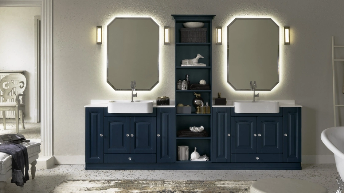 Mobile Bagno da appoggio in laccato opaco con piano in marmo ACANTHIS AC18 di Compab