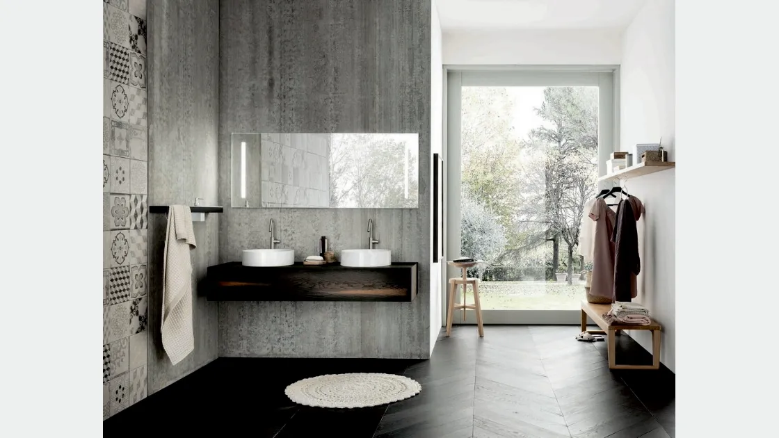 Mobile da Bagno sospeso con doppio lavabo Teddy 01 di Alta Corte