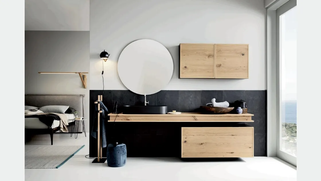 Mobile da Bagno sospeso di design in legno Teddy 02 di Alta Corte