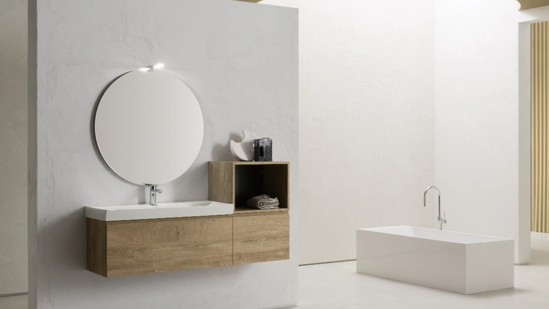 Mobile da Bagno sospeso in nobilitato effetto legno B-GO BG008 di Compab