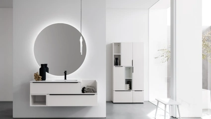 Mobile da Bagno sospeso in laccato bianco opaco B201 BD029 di Compab