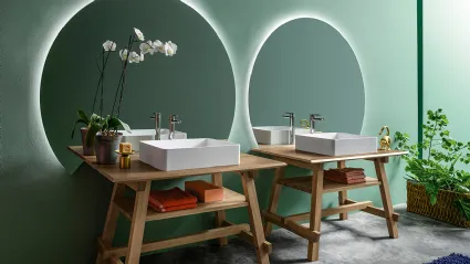 Mobile da Bagno a terra Composizione B02 in legno massello di Rovere di Devina Nais