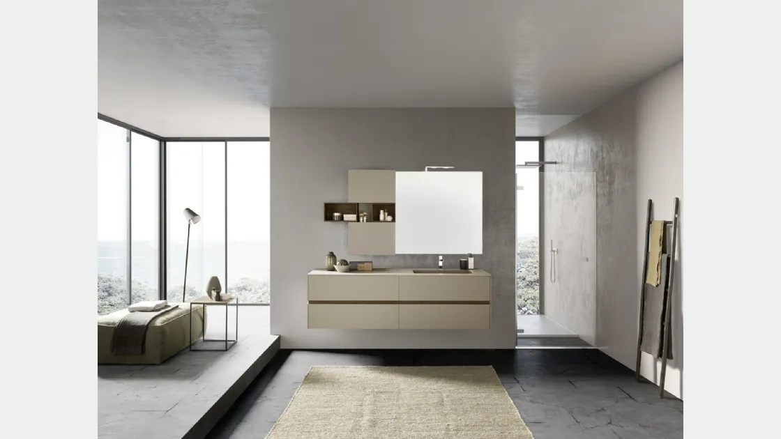Mobile da Bagno sospeso M2 System C202 in laminato Castoro Ottawa di Baxar