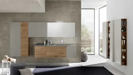 Mobile da Bagno sospeso M2 System C211 in melaminico effetto legno e laminato Grigio Londra di Baxar