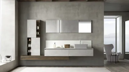 Mobile da Bagno sospeso M2 System 222 in melaminico Pietra Piasentina di Baxar