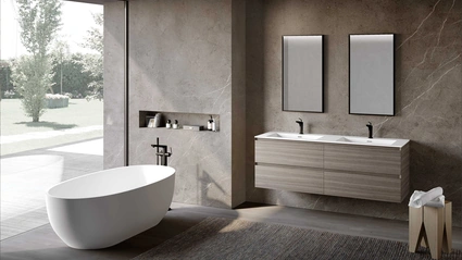 Mobile da Bagno sospeso Block System Syntesi C32 di Baxar