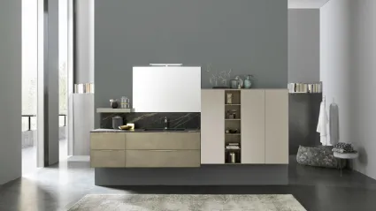 Mobile bagno sospeso M1 System C107 in laccato Metal Bronzo e Cenere opaco di Baxar