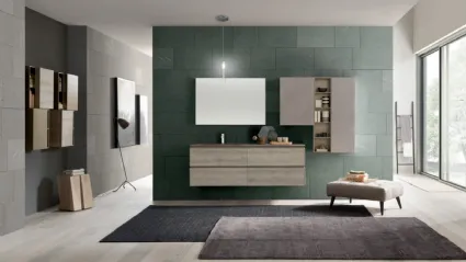 Mobile da Bagno sospeso M2 System C220 in melaminico Rovere Dogato Grigio di Baxar