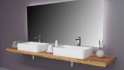 Mobile da Bagno sospeso Composizione B07 in legno massello di Rovere di Devina Nais