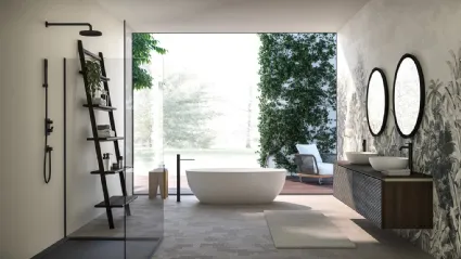 Mobile da Bagno sospeso Composizione B10 in massello di Rovere di Devina Nais