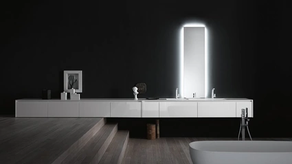 Mobile da Bagno sospeso in laccato lucido bianco INK NK05 di Compab
