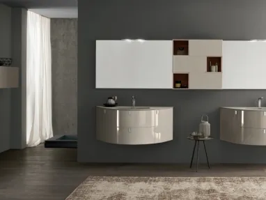 Mobile da Bagno sospeso M System C004 in laccato lucido di Baxar