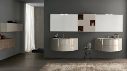 Mobile da Bagno sospeso M System C004 in laccato lucido di Baxar