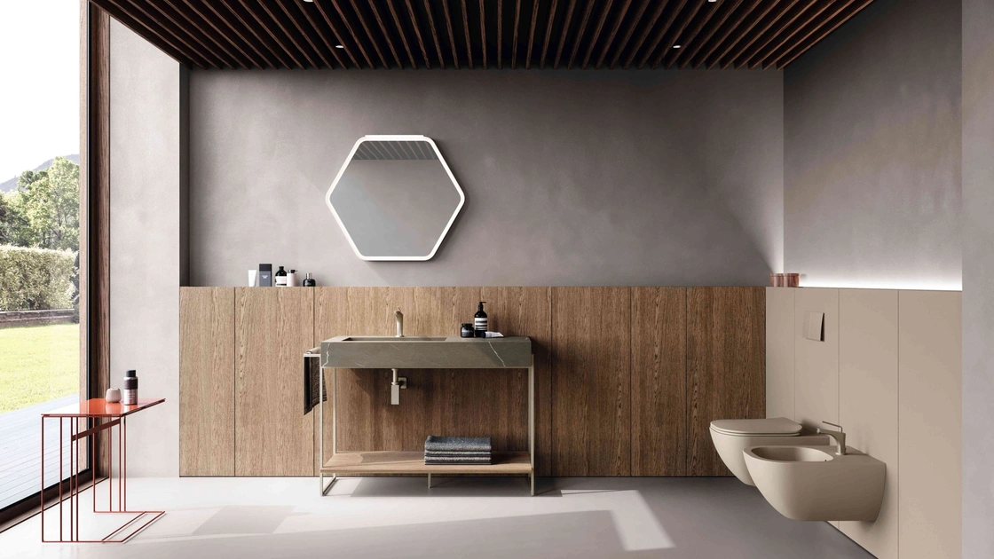 Mobile da Bagno M2 System 241 in rovere avena e gres di Baxar