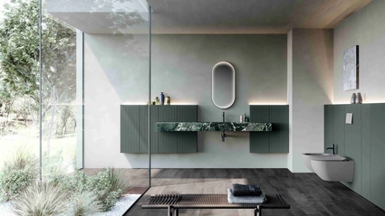 Mobile da Bagno sospeso M2 System 242 in laccato e gres di Baxar