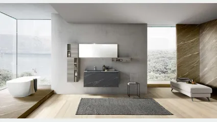 Mobile da Bagno sospeso M2 System C204 in HPL Unicolor Ardesia di Baxar