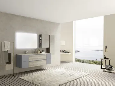 Mobile da Bagno sospeso M2 System C210 in melaminico Rovere Dogato Grigio e laccato Grigio Lavagna di Baxar