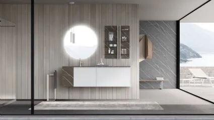 Mobile da Bagno sospeso M2 System 221 in laccato opaco e HPL di Baxar