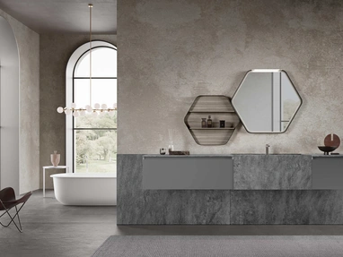 Mobile da Bagno sospeso M3 System 313 in laccato e gres di Baxar