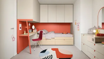 Cameretta a ponte con scrivania Kids space 26 in melaminico di Nidi