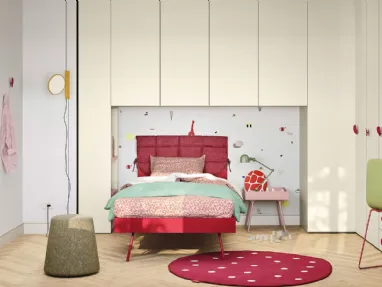 Cameretta a ponte in laccato color luna Kids space 23 di Nidi