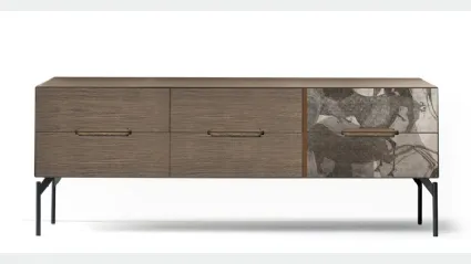 Comò Icon's 102 Iliade V05 in legno con stampa decorativa di Devina Nais