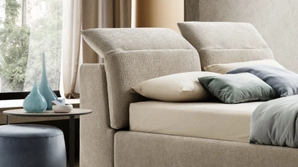 Letto in tessuto imbottito con testiera reclinabile Apollo di Le Comfort