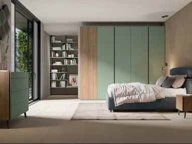 Letto con testiera in tessuto imbottito Golf Narciso di Colombini Casa