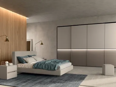 Letto con testiera in tessuto imbottito Vitalyty New Line di Colombini Casa