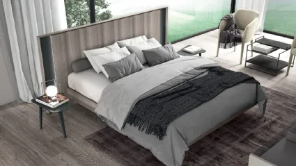 Letto matrimoniale in legno con testiera con luci a led Vitalyty Pure di Colombini Casa