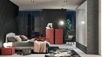 Letto matrimoniale in legno con testiera Golf Leo di Colombini Casa