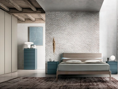 Letto matrimoniale finitura Matwood Grey con testiera Grecale di SantaLucia