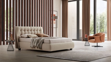 Letto in tessuto imbottito con testiera trapuntata Guscio di Le Comfort