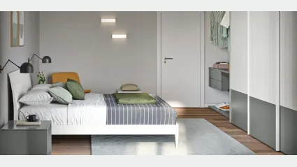 Letto con testiera Mostar in melaminico Olmo Shade di Cinquanta3