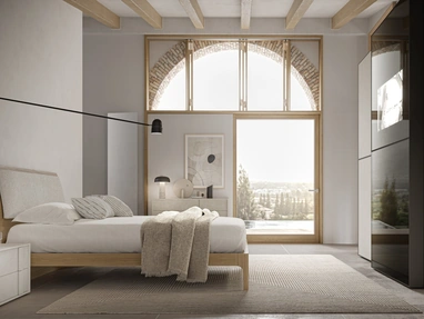 Letto Parentesi in legno con pannello imbottito di SantaLucia