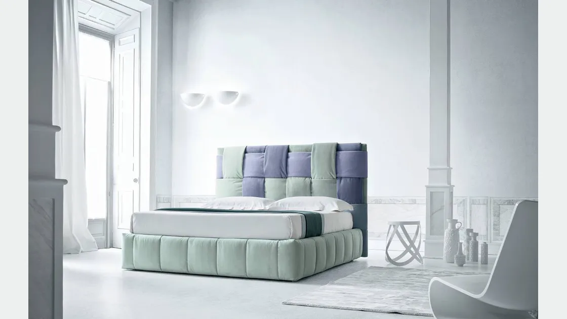 Letto in tessuto morbido con testiera intrecciata Tiffany di Felis