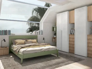 Letto Volo Banner con giroletto Manny finitura Oliva di Colombini Casa