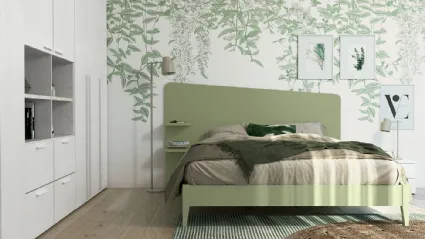 Letto matrimoniale con testiera  Volo Edge Plus con giroletto Nettuno finitura Oliva di Colombini Casa