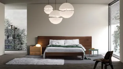 Letto Zen Dark Brown in massello di Rovere con testiera di Devina Nais