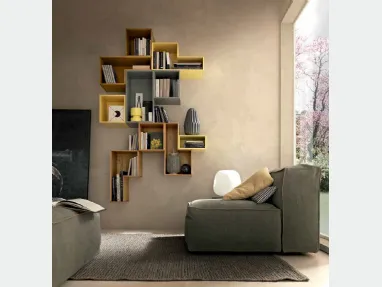 Libreria sospesa Box C198 in laccato e legno di FGF Mobili