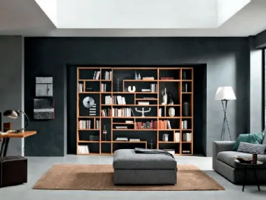 Libreria a muro capiente in legno chiaro Mixer CM10 di FGF Mobili