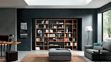 Libreria a muro capiente in legno chiaro Mixer CM10 di FGF Mobili